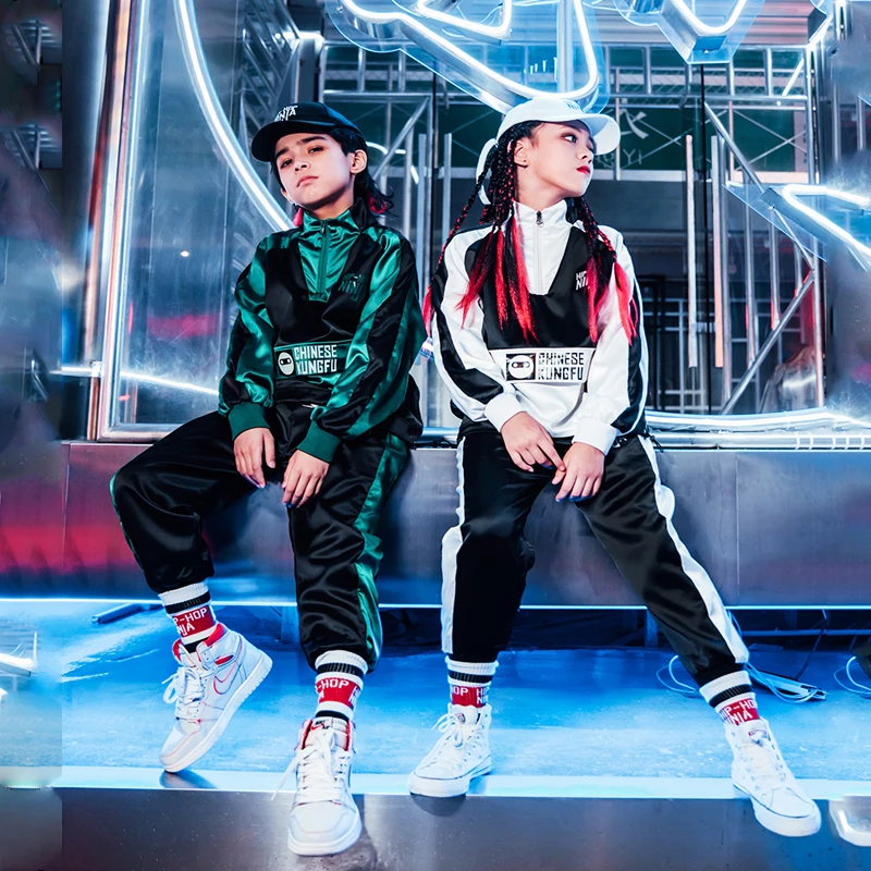 Костюм джазовый для мальчиков и девочек одежда в стиле хип хоп куртка с длинным