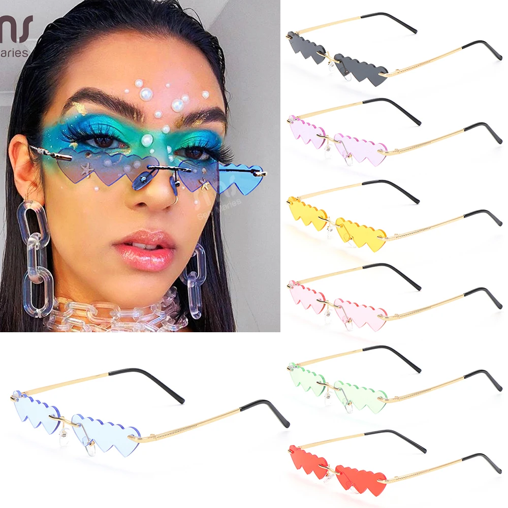 Маленькие солнечные очки в стиле панк без оправы женские Уникальные