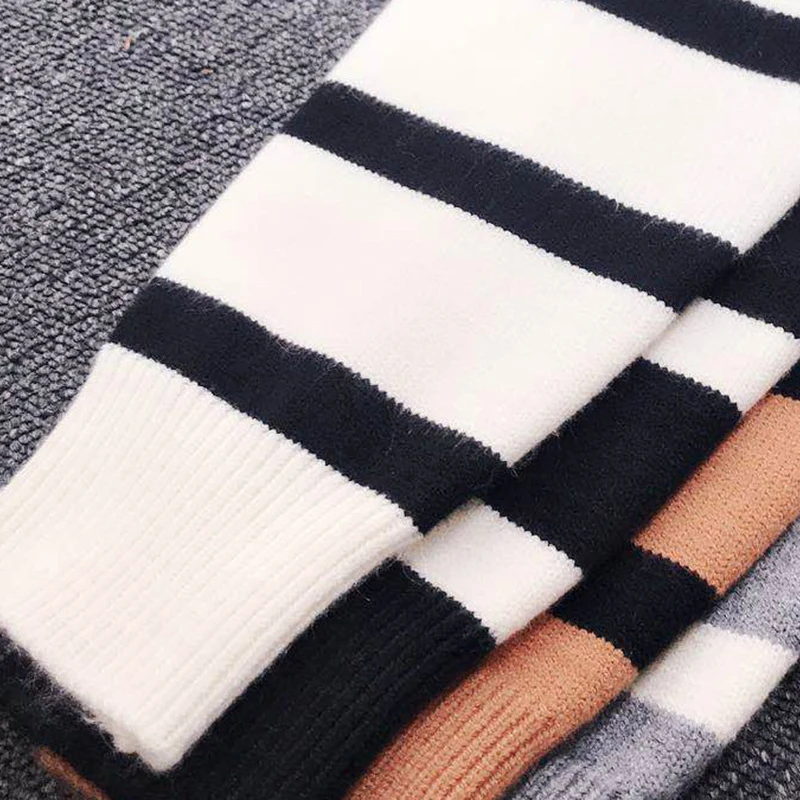 

VISNXGI Knitting Sweater And Jumper Turtleneck Tops Pullovers Casual Womens Long Sleeve All-match Elastic Button Stripe Clothes