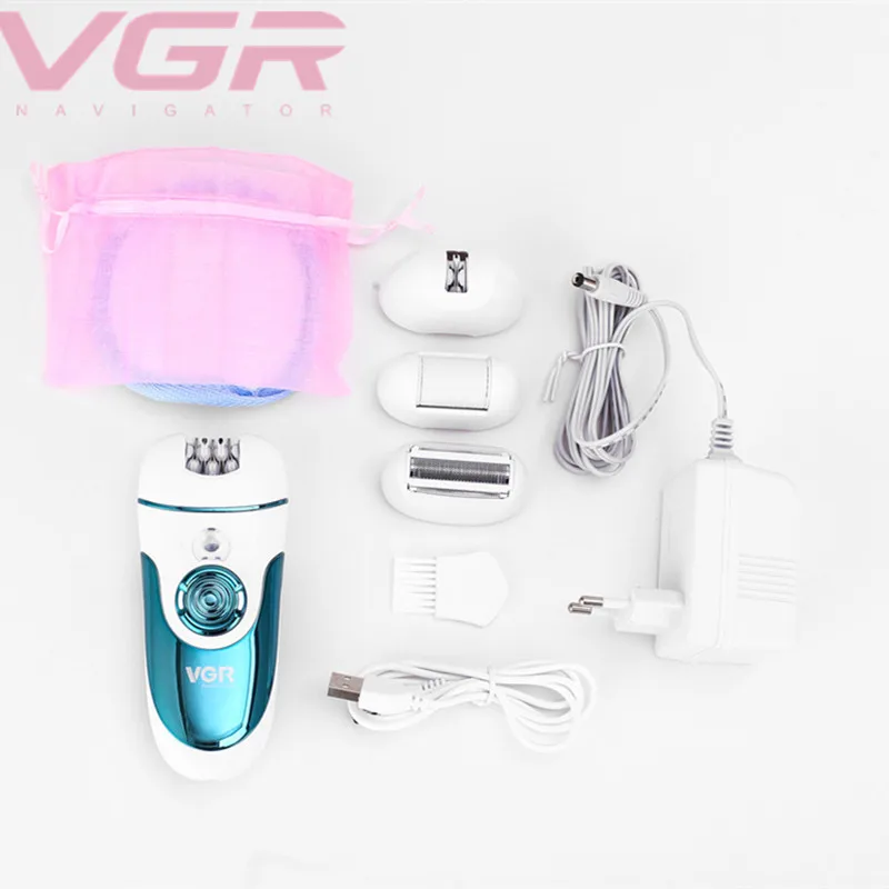 

VGR Epilator V-700 Multifunctional 4 in 1 Shaver Shaver Foot Grinder Lady Electric Epilator USB Charging