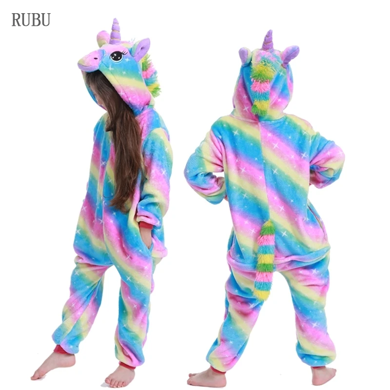Новая детская зимняя одежда для сна Kigurumi детские пижамы с единорогом и пандой комбинезоны с единорогом для маленьких мальчиков и девочек возрастом 4, 6, 8, 10, 12 лет