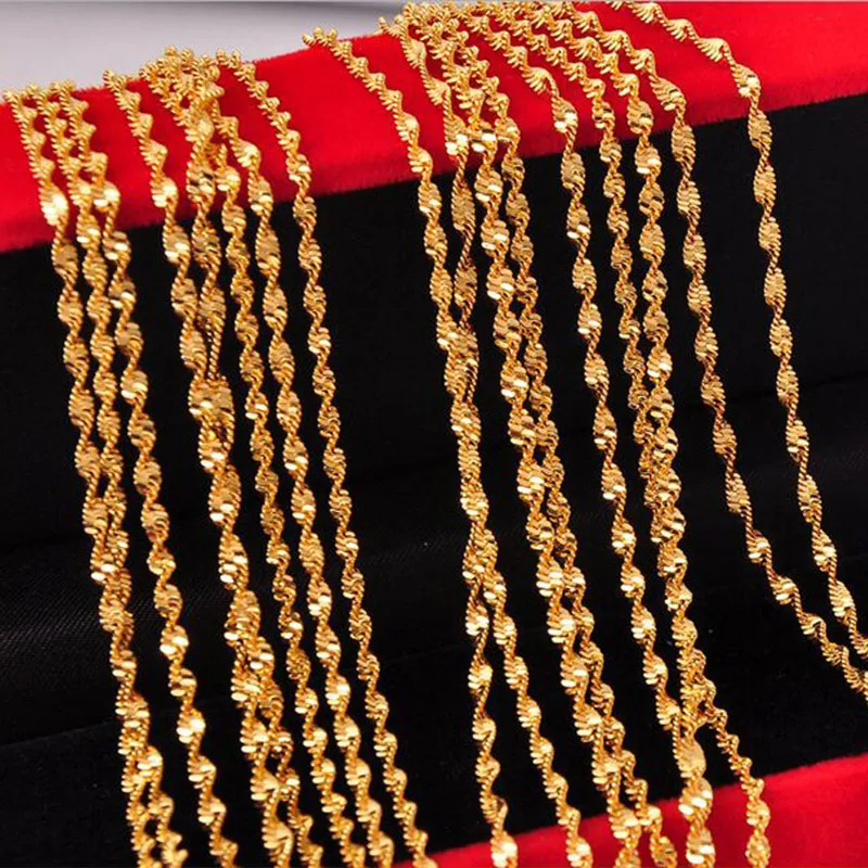 Оптовые промо-золотое ожерелье ювелирные изделия 2 5 мм двойная водная волна