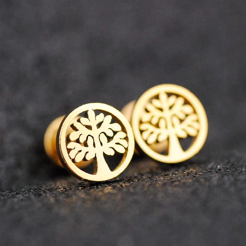 

New Fashion Gold Color Animal Zircon Stud Earrings for Women Owl Elephant Tree Flower Star Jewelry Couple Earrings Girl Gifts