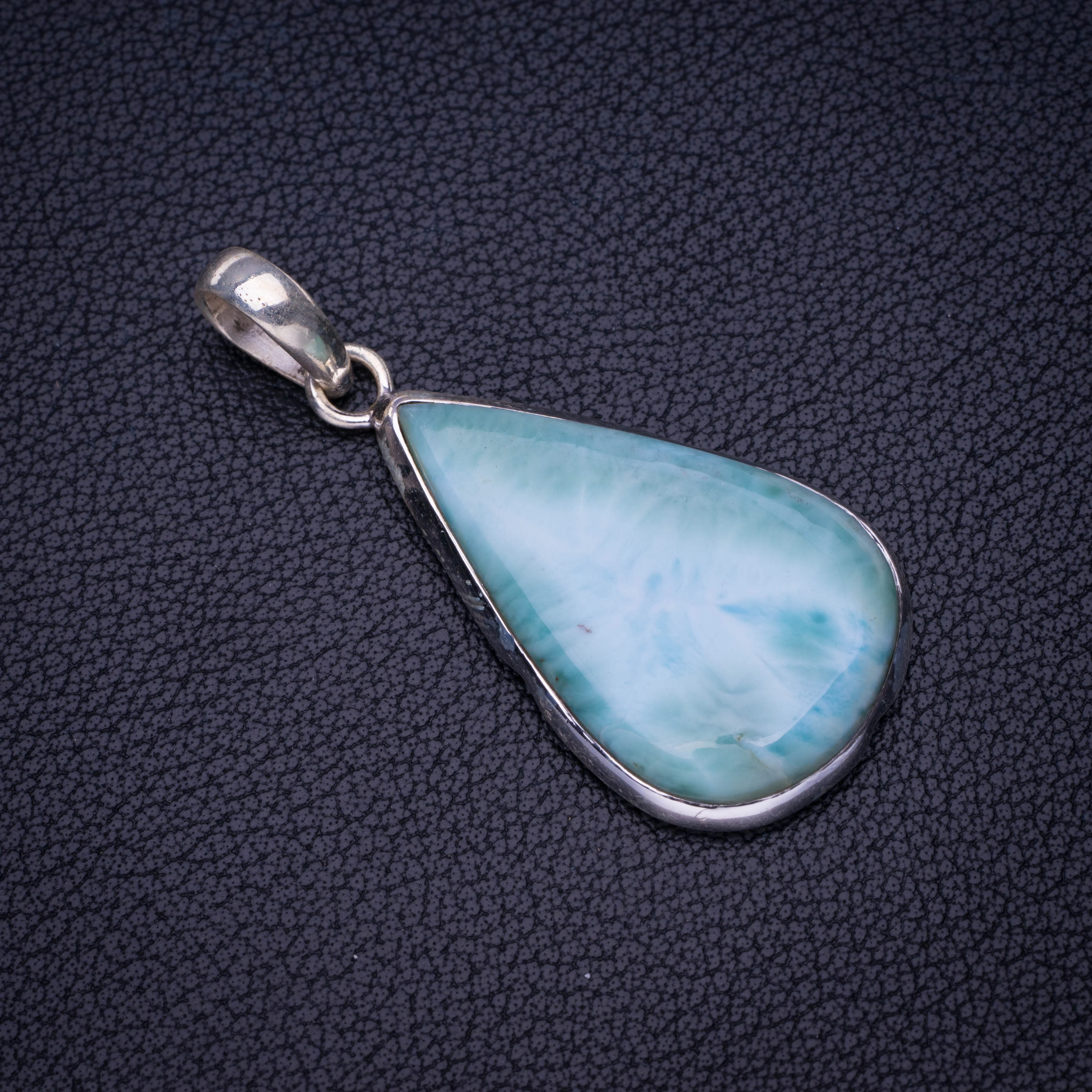 

StarGems Natural Caribbean Larimar Handmade 925 Sterling Silver Pendant 1.75" E3631