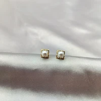 sweet fashion earring pearl plated gold s925 silver needle small stud earrings for women pendant jewelry wedding accessories
