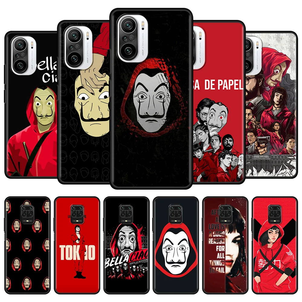 

Phone Case For Xiaomi Redmi Note 11 9 8 10 Pro Max 10Lite 9T 8T 7 for redmi k40 9 9C 9A 8A 8 Silicone Fundas Money Heist