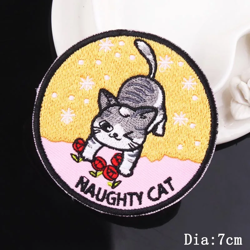 Приклеивающиеся утюгом нашивки DIY милый Кот патч вышитые патчи для одежды