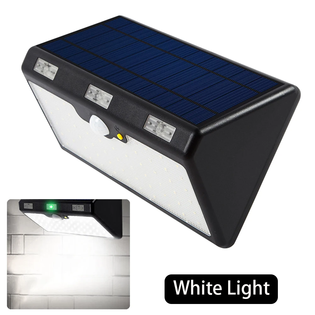 

Remote Control Solar Wall Light Human Sensor 66LED IP65 Waterproof Patio 6 Modes Built-in a Human Induction