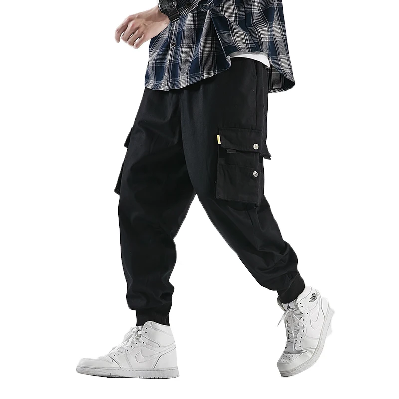 

Новинка Зима 2019, мужские свободные хлопковые комбинезоны в японском стиле, большие шаровары, джоггеры, повседневные брюки-карандаш, модная ...