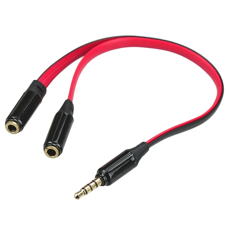 Adaptador de Cable divisor Y de Audio estéreo de 3,5mm, enchufe de 4 polos, 1 a 2, cable de Audio Y divisor de 16cm