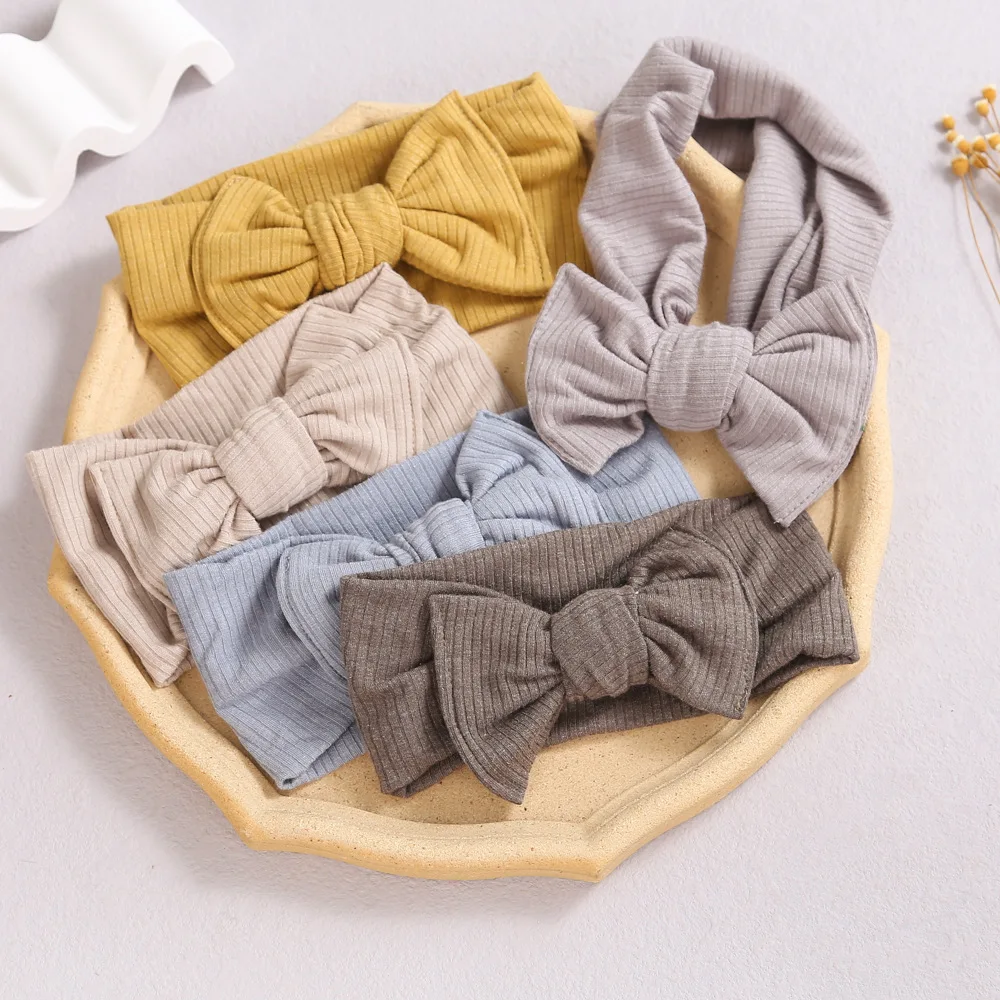 Cute Baby Ribbed Headbands Newborn Turban Knit Headband Girl Elastic Hairbands Tie Knot Head Wrap Children Hair Accessories