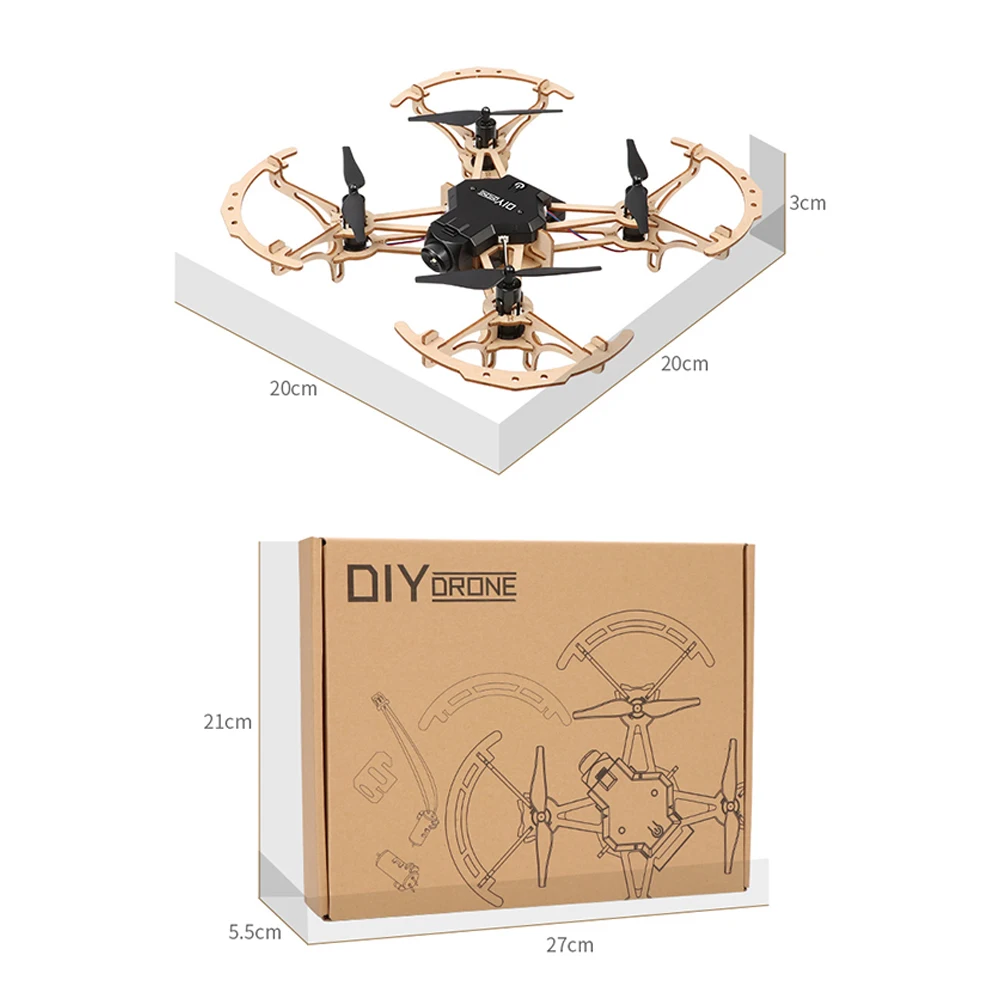 Детский деревянный DIY Дрон Мини карманный гоночный RC Собранный Квадрокоптер с