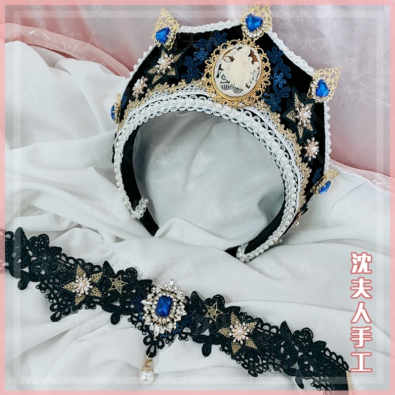 

Handmade Vintage lolita Emboss gem Hair Crown Tudor dynasty Sweet KC Crown Gorgeous Baroque style Headwear Tea Party Accessories
