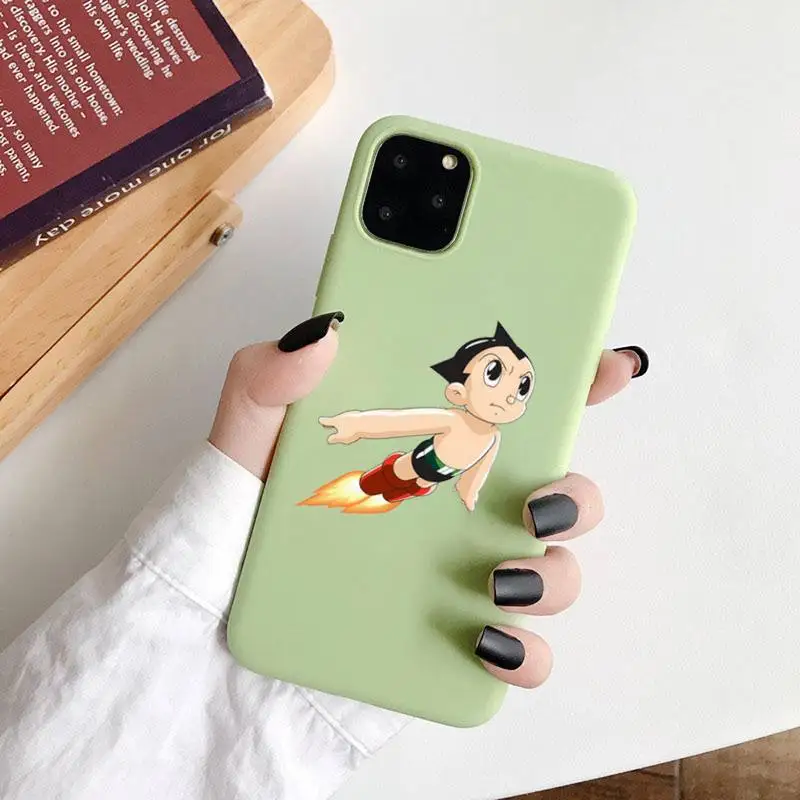 

Japanese anim Astro Boy Phone Case Green Candy Color for iPhone 6 7 8 11 12 s mini pro X XS XR MAX Plus