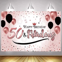 sweet rose gold 50th backdrop women men happy birthday party fifty years photography background adult photographic banner