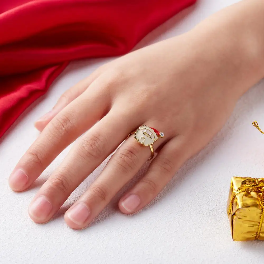 Новое модное эмалированное рождественское кольцо с кристаллами женское изящное