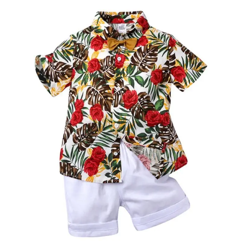 Новинка 2020 года костюм джентльмена с цветочным принтом для маленьких мальчиков