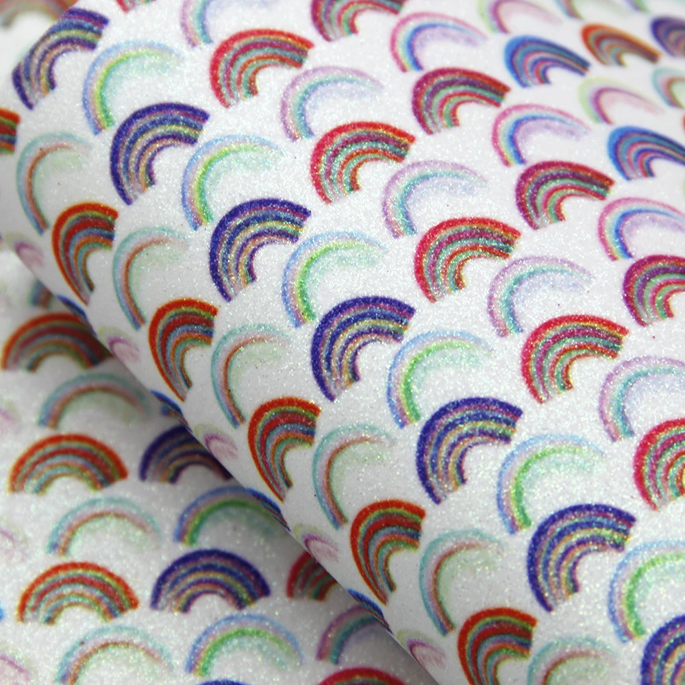 

Rainbow Cloud Patterns Fine Glitter Synthetic Leather Fabric Faux Leather Sheets 20*33cm For Handbag Earrings DIY,1Yc9032
