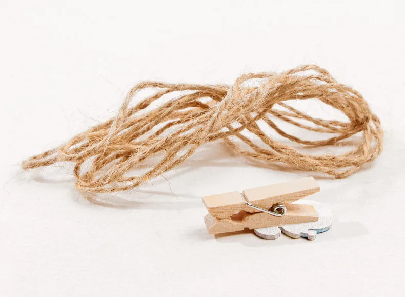 

100pcs,Mini Cats Natural Wooden Photo Clips with 2m Hemp rope,Wedding party home decoration accessories,photo wall decoration