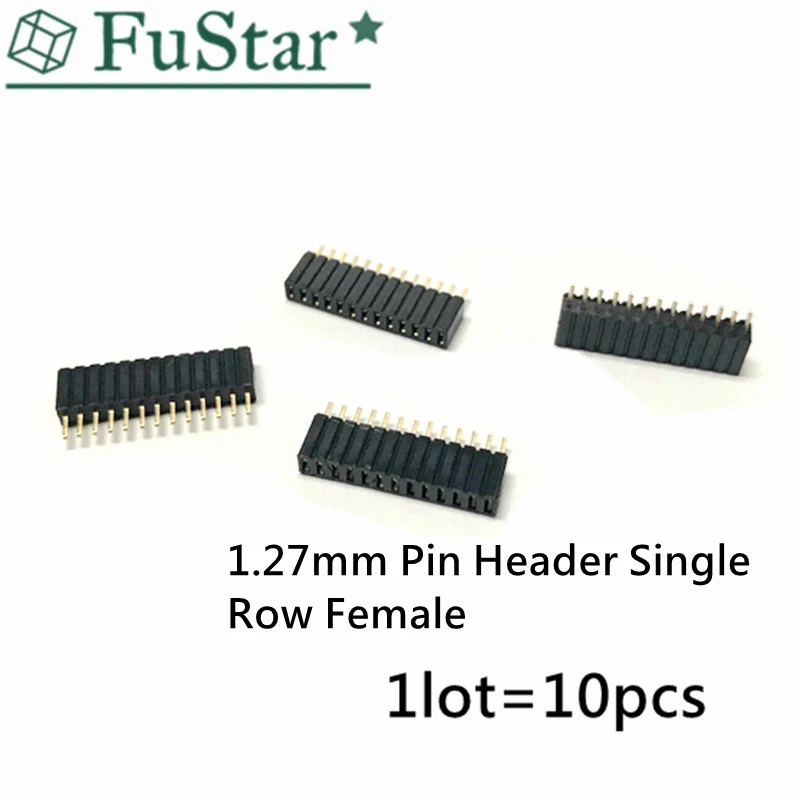 

10pc 1.27mm 1.27 Pin Header Single Row Female Breakaway PCB Board Connector Pinheader 1*3/4/5/6/8/10/12-40p Plastic Height 4.6mm