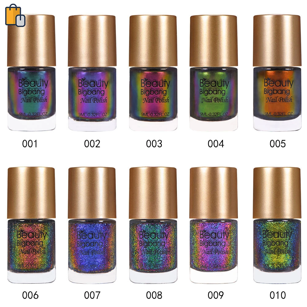 

BEAUTYBIGBANG 9ml Chameleon Nail Polish Galaxy Glitter Sunset Glow Sequins Holographic Holo Nail Lacquer Varnish W09