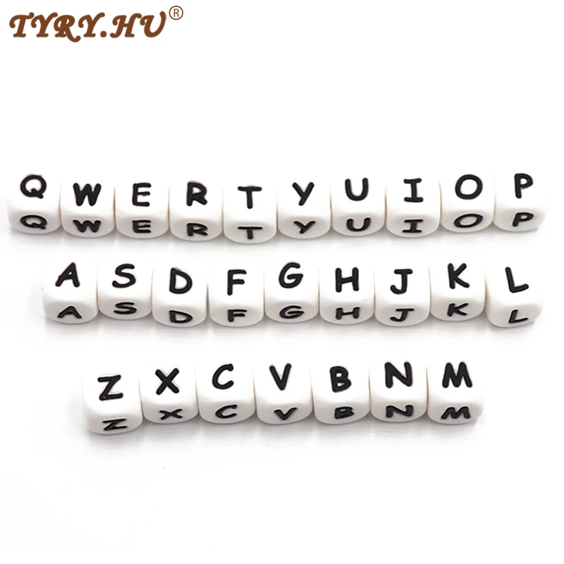TYRY. HU 20 piezas cuentas de abecedario silicona de letras personalizado mordedor DIY cadenas de chupete perlas de silicona alfabeto cuentas-0