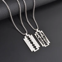 blade necklaces stainless steel fashion long vintage black men necklaces pendant necklaces for women female male jewelry