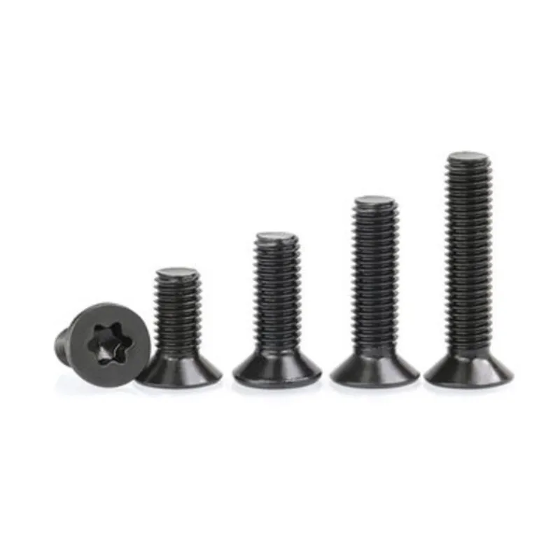 Винт шестилепестковый Torx из черной стали M1.6 M2 M2.5 M3 M4 M5 M6 винт с плоской потайной