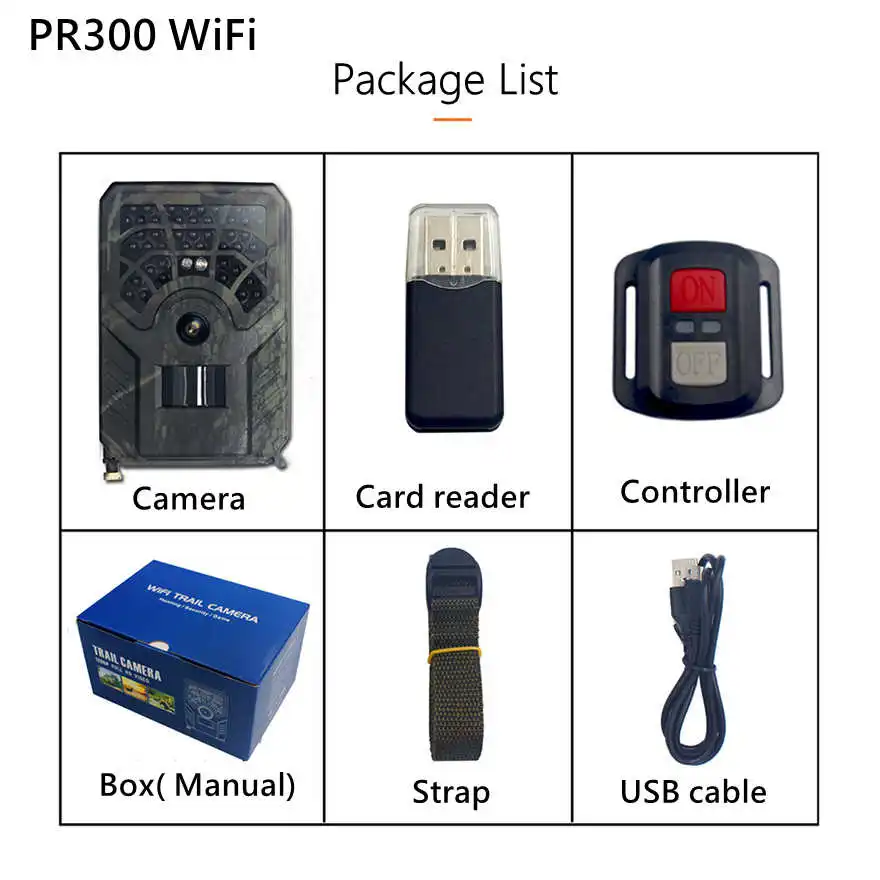 

PR300C Wifi Hunting Camera 24MP Wildlife Trail Camera PIR Infrared Night Vision Wireless APP Surveillance Scouting Photo Traps