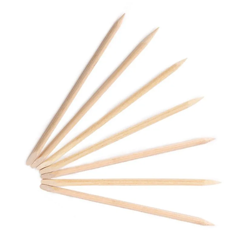 100 шт./лот маникюрный дизайн лопатка из оранжевого дерева для удаления кутикулы