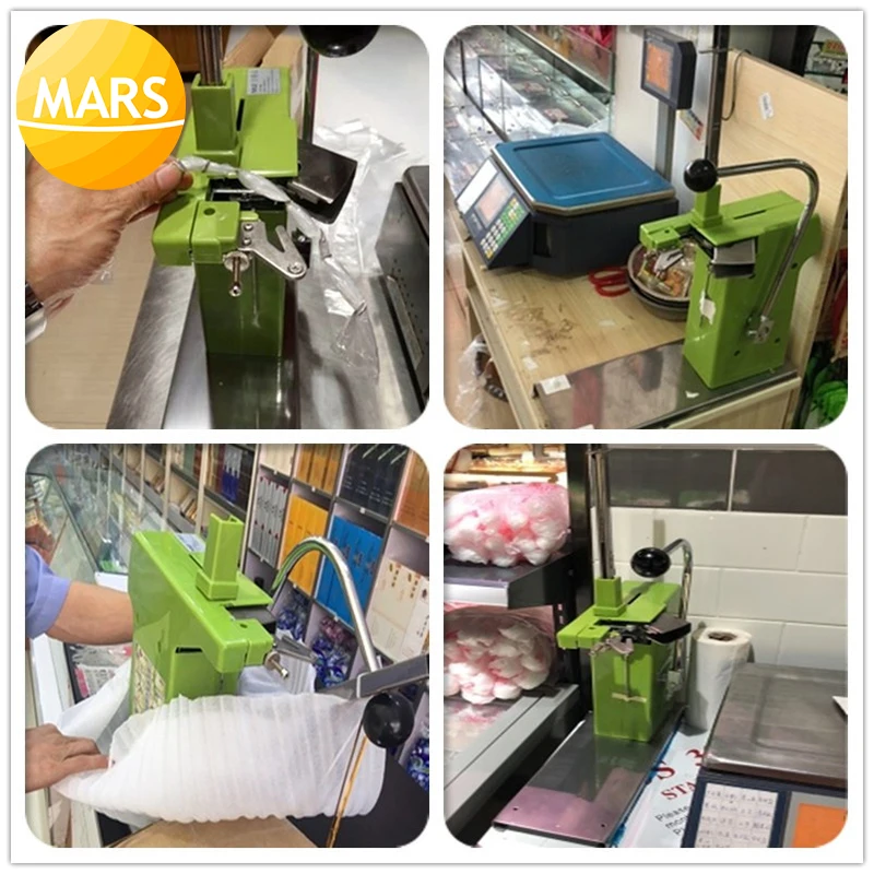 Supermarket Plastic Bag Tape Sealing Machine Food Packing Sealer Aluminum Stapling Fruit Vegetable Stapler Packer | Бытовая техника
