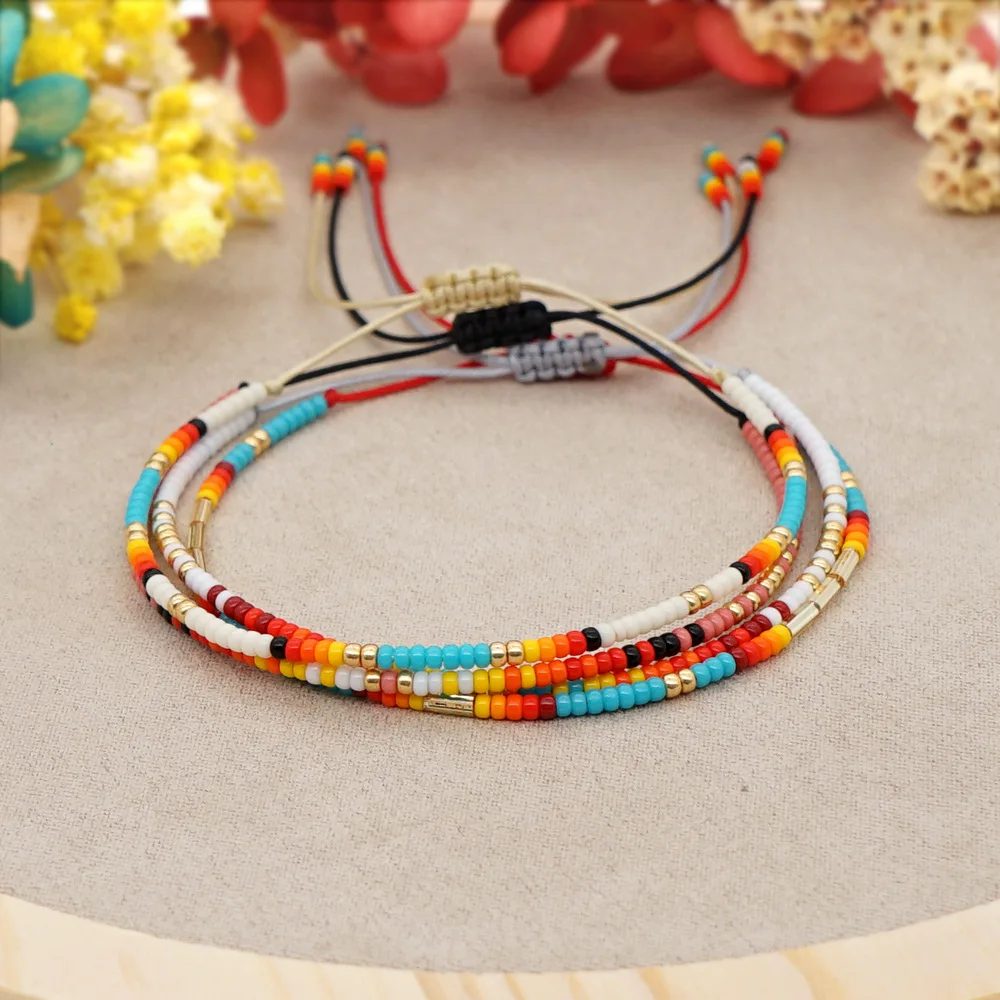 

2021 New Colorful Woven Multi-layer Beaded Bracelet Women's Fashion Jewelry Simple Handmade Beaded Bracelet Birthday Gift