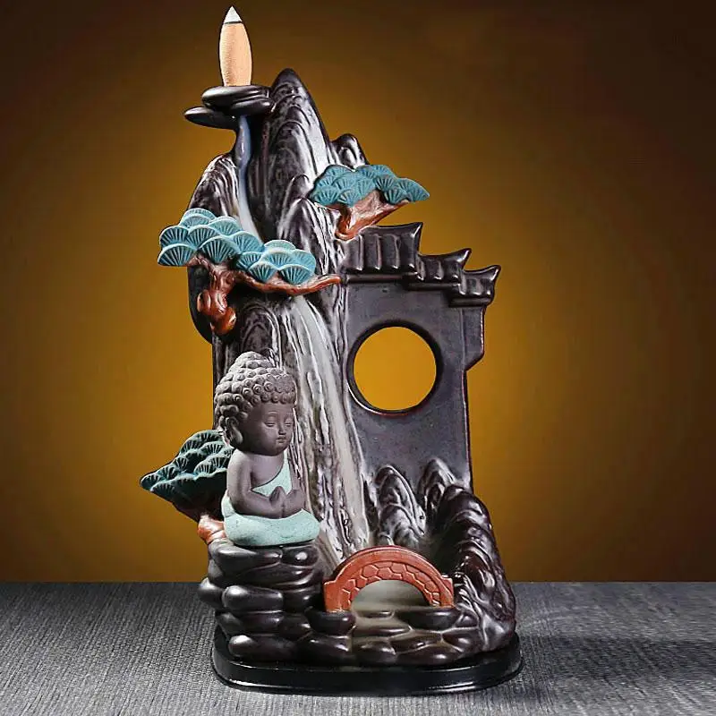 

Creative Incense Holder With 20 Pcs Cones Ceramic Burner Smoke Reflux Fragrance Holder Backflow Censer Creative Aromatherapy
