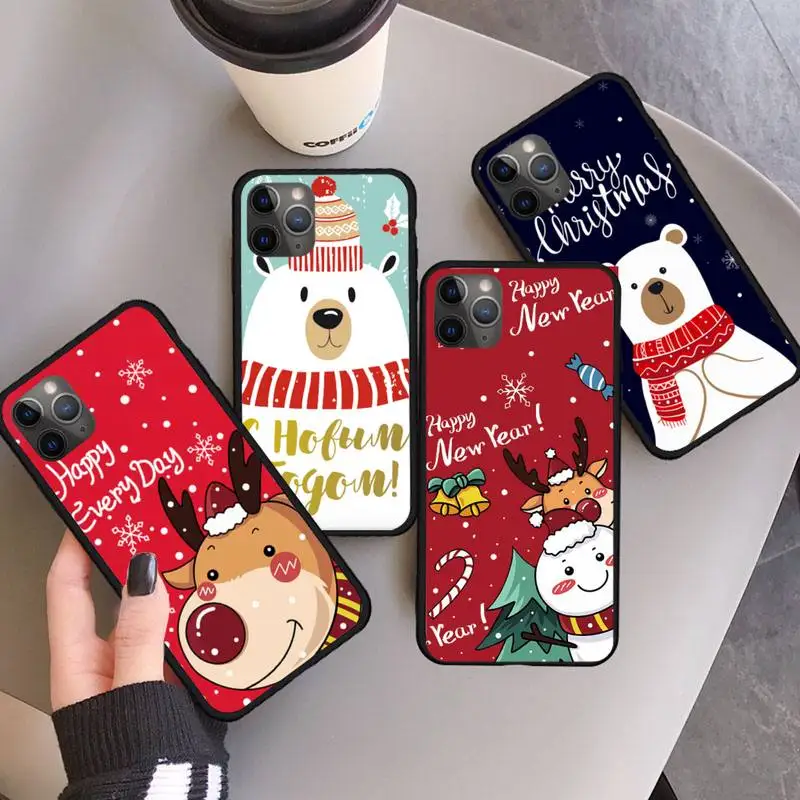 

Christmas Deer Bear cartoon Phone Case for iPhone 11 12 mini pro XS MAX 8 7 6 6S Plus X 5S SE 2020 XR