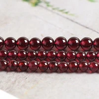 high quality natural wine red garnet stone 3468101214mm smooth round necklace bracelet jewelry gem loose beads 38cm wk168