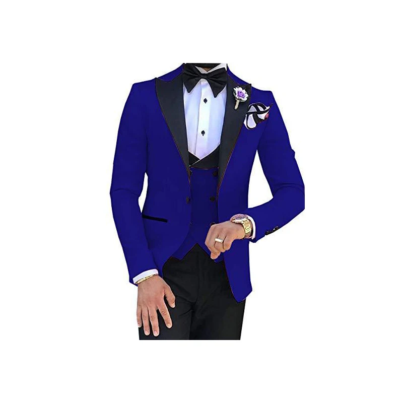 Мужские смокинги 3 штуки облегающие свадебные костюмы жениха модные вечерние для