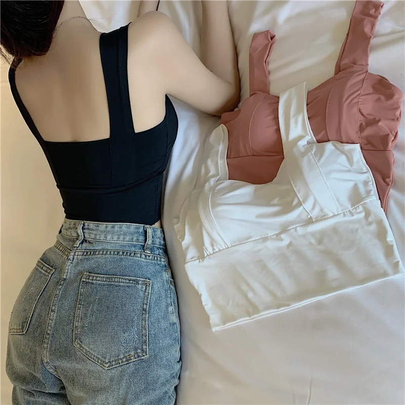 

Korean Style Strap Vest Beauty Back Outdoor All-Matching Short Basic Sports Yoga Jacket Women's Clothing t shirt Limited Best