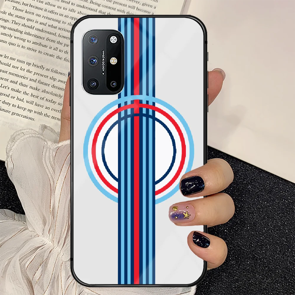 

Martini Racing Car Phone Tempered Glass Case Cover For Oneplus 5 6 7 8 9 Nord T Pro Painting Hot Etui Luxury Prime