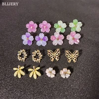 blijery cute butterfly flower stud earrings boucles doreill sweet simple animal earrings for women girls summer jewelry gift