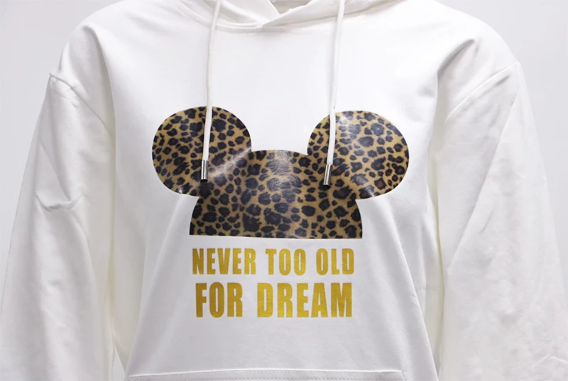 Women Sweatshirt Cotton Hoodies Autumn Winter Minnie Cartoon Hoodie Print Pullover Long Sleeve Plus Size 5XL White