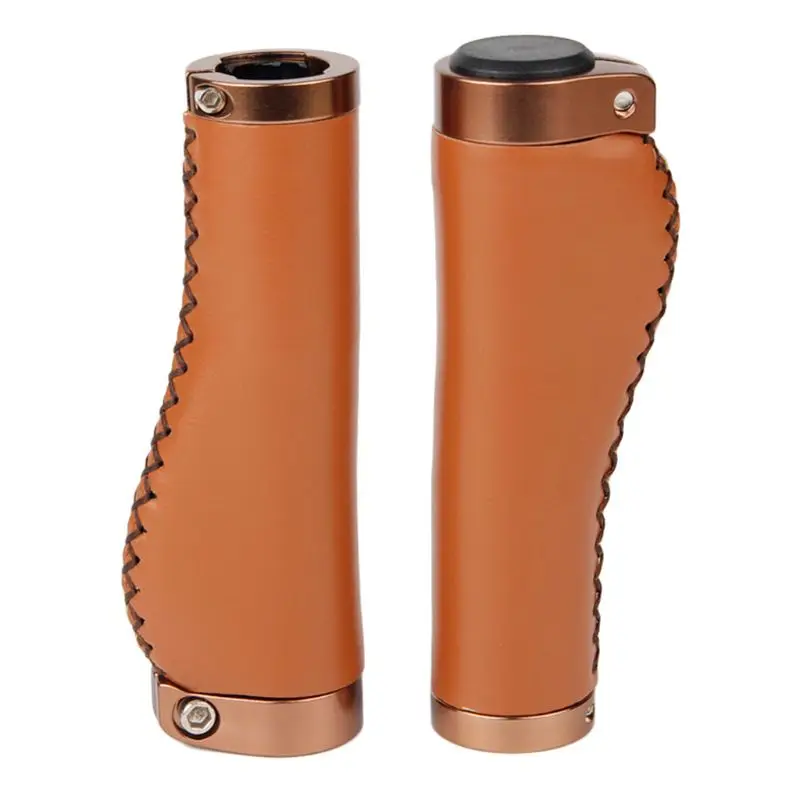 

Handle Grips Bike Retro PU Leather Lockable Grips Bicycle Cycling Steering Wheel Anti-skid Handlebar Cover PXPF