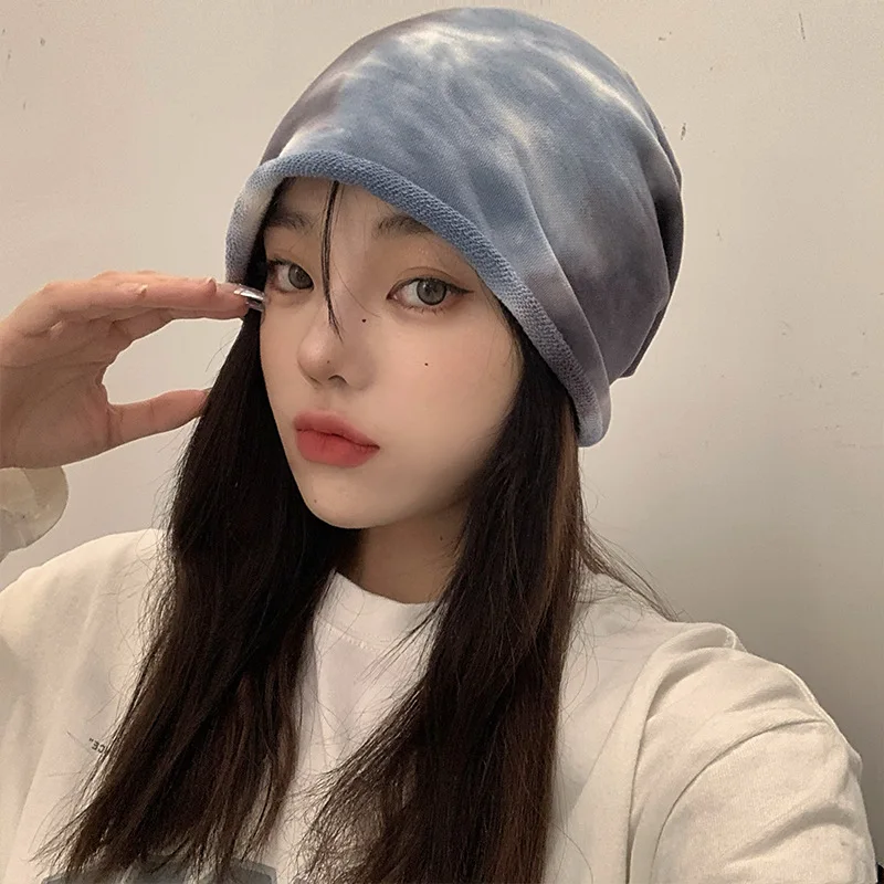 

CANZE Women Hip-hop Hat Tie-dye Mixed Color Thin Fashion Turban Hat