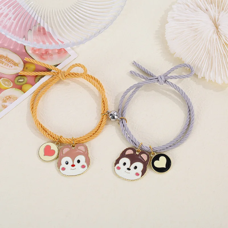 2pcs / Set Magnet Attracts Couple Bracelet Cute Cartoon Charm Jewelry Adjustable Elastic Rope Bracelets Lover Gift for Women Men | Украшения