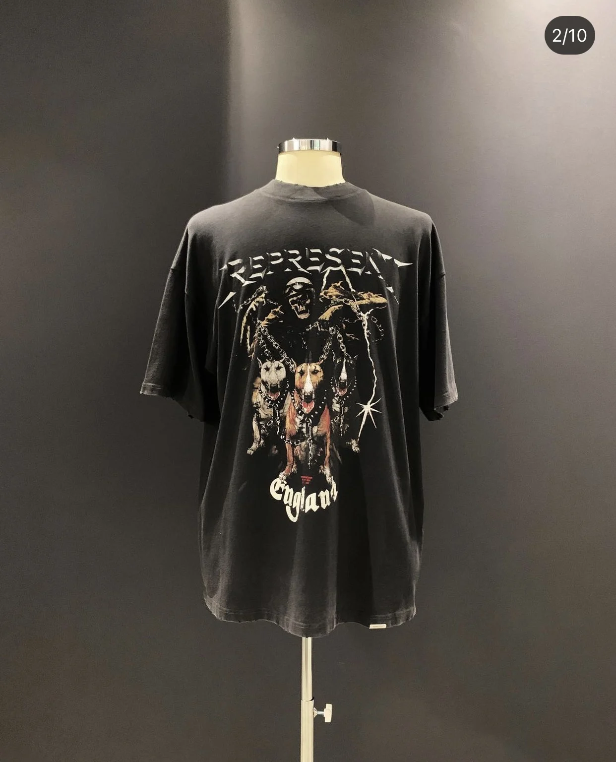 

Heavy Fabric REPRESENT Vintage dog printing T-shirt Men Women Washing old T-shirts Represent Tee Oversize Tops