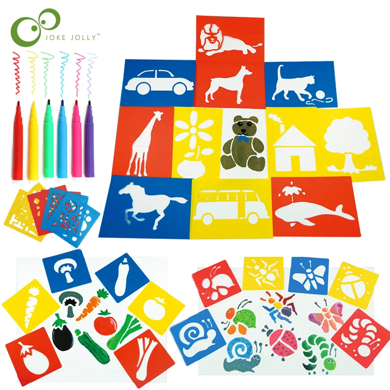 18 шт. DIY детская живопись динозавр животное шаблон автомобиля трафареты костюм