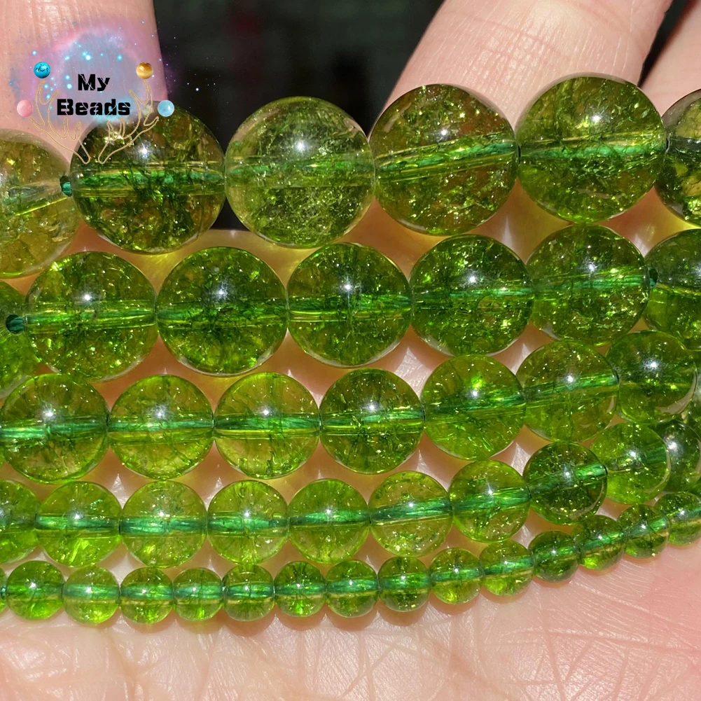 

AAA Natural Gemstone Green Crystal Peridot Round Loose Beads For Jewelry Making Diy Necklace Bracelet Charm 4 6 8 10 12mm 15”