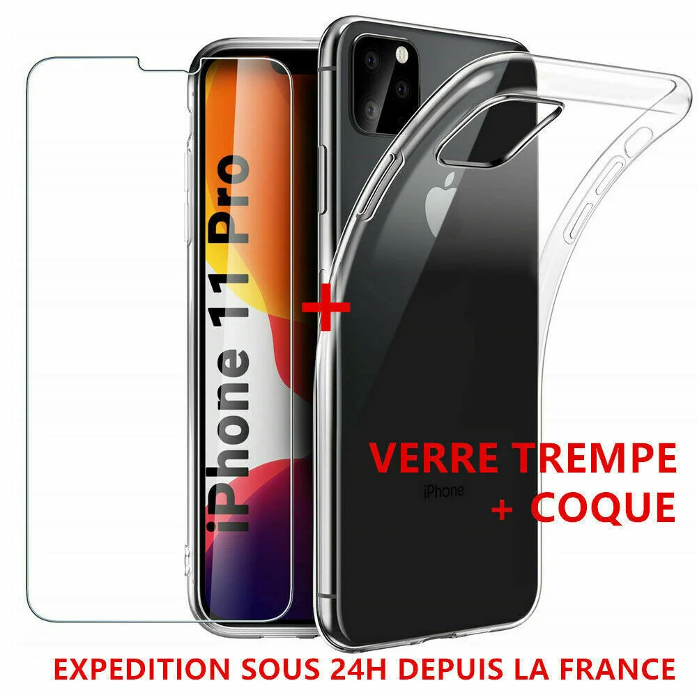 

COQUE SILICONE HOUSSE POUR FOR IPHONE 6 7 8 X 11 12 + PROTECTION VITRE VERRE TREMPE