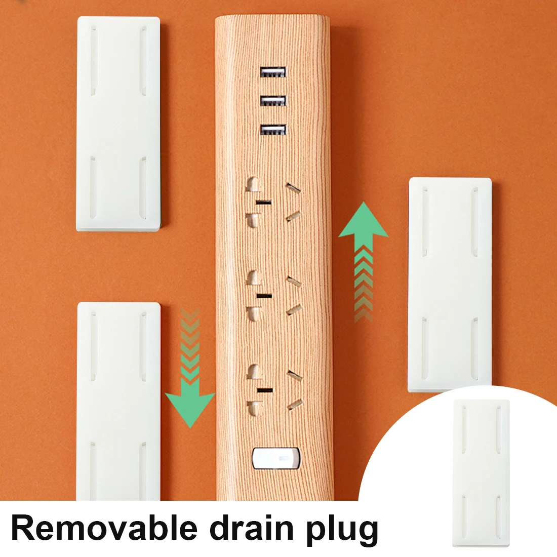 

White Row Plug Retainer No Trace Free Punching Self-adhesive Plug Strip Board Wall Patch Panel Wall Mount Cable Organizer