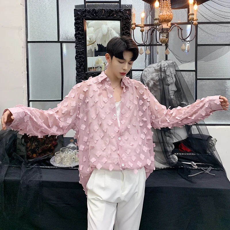 Рубашка Мужская/Женская с длинным рукавом тонкая прозрачная пикантная