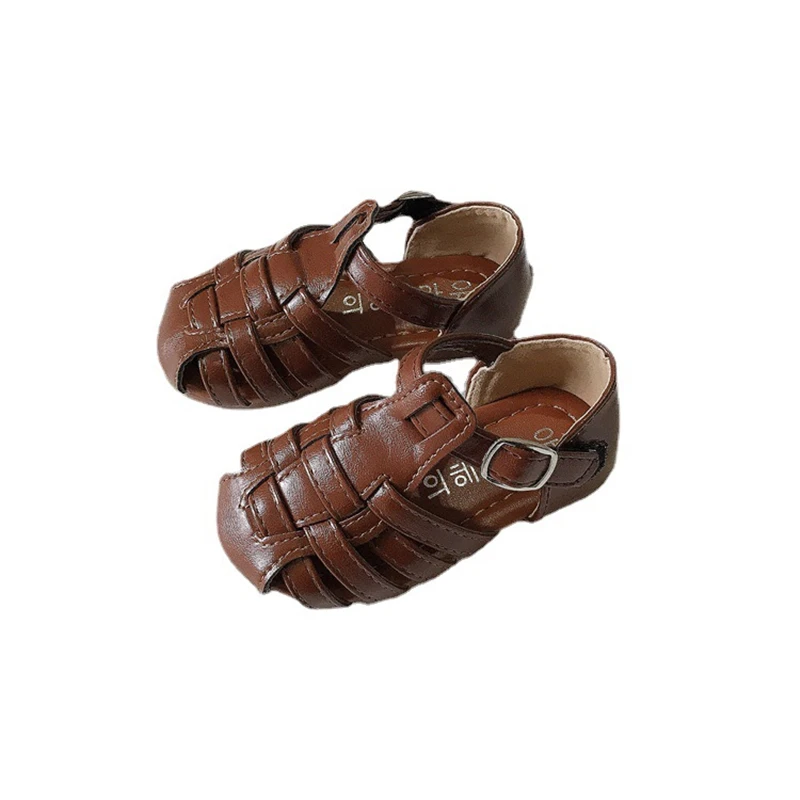 

CAPSELLA KIDS Sandals for Girls 2021 Summer Woven Beach Shoes Baby Boys Soft Leather Non-Slip Sandals Children Shoes Size 21-36